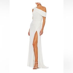 Mac Duggal White Asymmetrical Dress